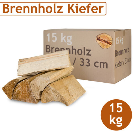 Bois de pin bois de chauffage 15 kg Pour Poêle et Cheminée Brasero Grill Panier à Feu Bûches de 33 cm Flameup