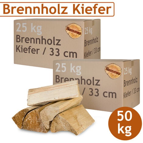 Bois de pin bois de chauffage 5 kg Pour Poêle et Cheminée Brasero Grill Panier à Feu Bûches de 33 cm Flameup