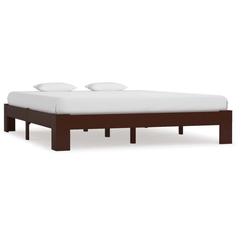 Vidaxl - Cadre de lit Marron foncé Bois de pin massif 160x200 cm