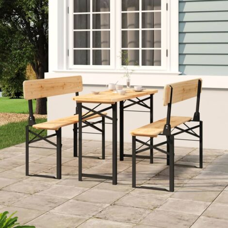 Bois de sapin - vidaXL Ensemble de tables à bière pliantes 3 pcs bois massif de sapin - Camping
