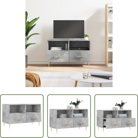 Bois d'ingénierie -  Meuble TV Gris béton 80x36x50 cm Bois d'ingénierie