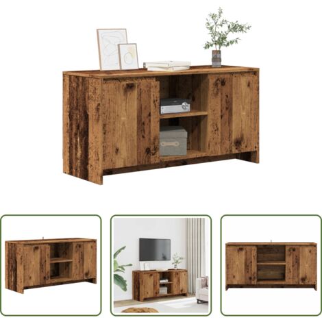 Bois d'ingénierie -  Meuble TV vieux bois 102x37,5x52,5 cm bois d'ingénierie