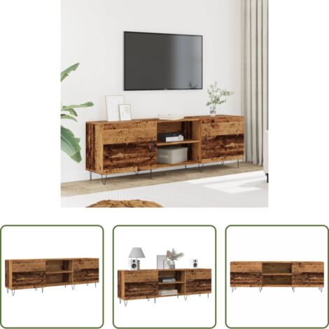 Bois d'ingénierie -  Meuble TV vieux bois 150x30x50 cm bois d'ingénierie