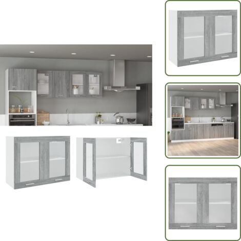 Bois d'ingénierie - vidaXL Vitrine suspendue "Lyon" Gris Sonoma 80 x 31 x 60 cm Bois d'ingénierie - Rangement mural