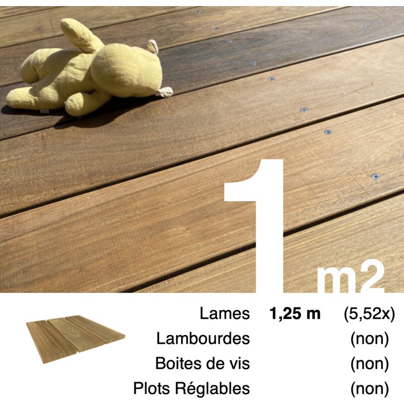 Terrasseenbois.fr - Planches de terrasse bois exotique ipe pour 1 m² • Longueur 1,25 m