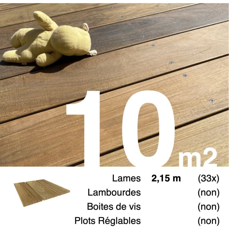 Terrasseenbois.fr - Planches de terrasse bois exotique ipe pour 10 m² • Longueur 2,15 m • Livraison gratuite