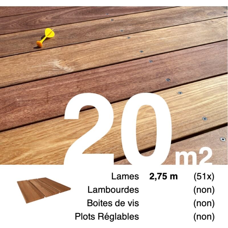 Terrasseenbois.fr - Planches de terrasse bois exotique cumaru pour 20 m² • Longueur 2,75 m • Livraison gratuite