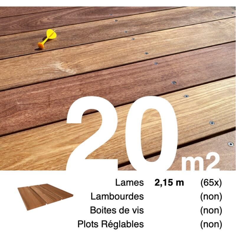 Terrasseenbois.fr - Planches de terrasse bois exotique cumaru pour 20 m² • Longueur 2,15 m • Livraison gratuite