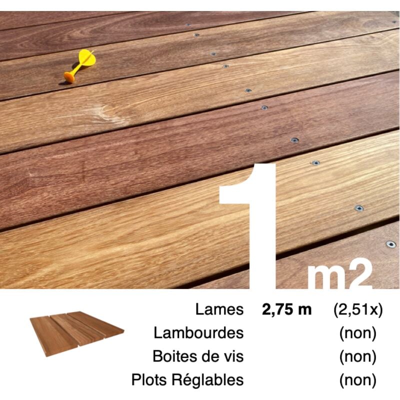 Terrasseenbois.fr - Planches de terrasse bois exotique cumaru pour 1 m² • Longueur 2,75 m