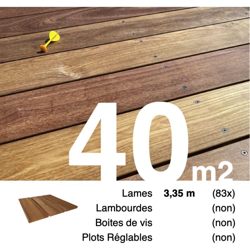 Terrasseenbois.fr - Planches de terrasse bois exotique cumaru pour 40 m² • Longueur 3,35 m • Livraison gratuite