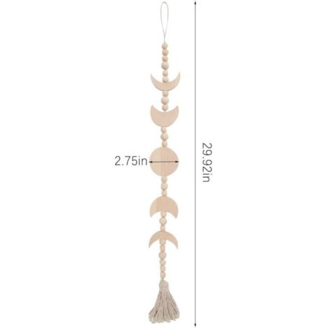 Bois Phase de Lune Décoration Murale Suspendus Bohème Wall Art Bois Lune Guirlande Perles Gland Ornements pour Chambre Mariage Appartement Décoration Murale