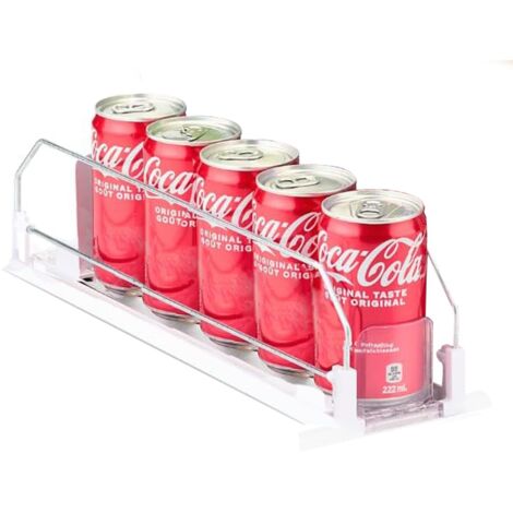 Boisson Canettes Organiseurs, Organisateur Canette de Soda Boisson, Glissière de Poussoir de Boissons, pour Réfrigérateur, Débarras, Placards, etc, Blanc