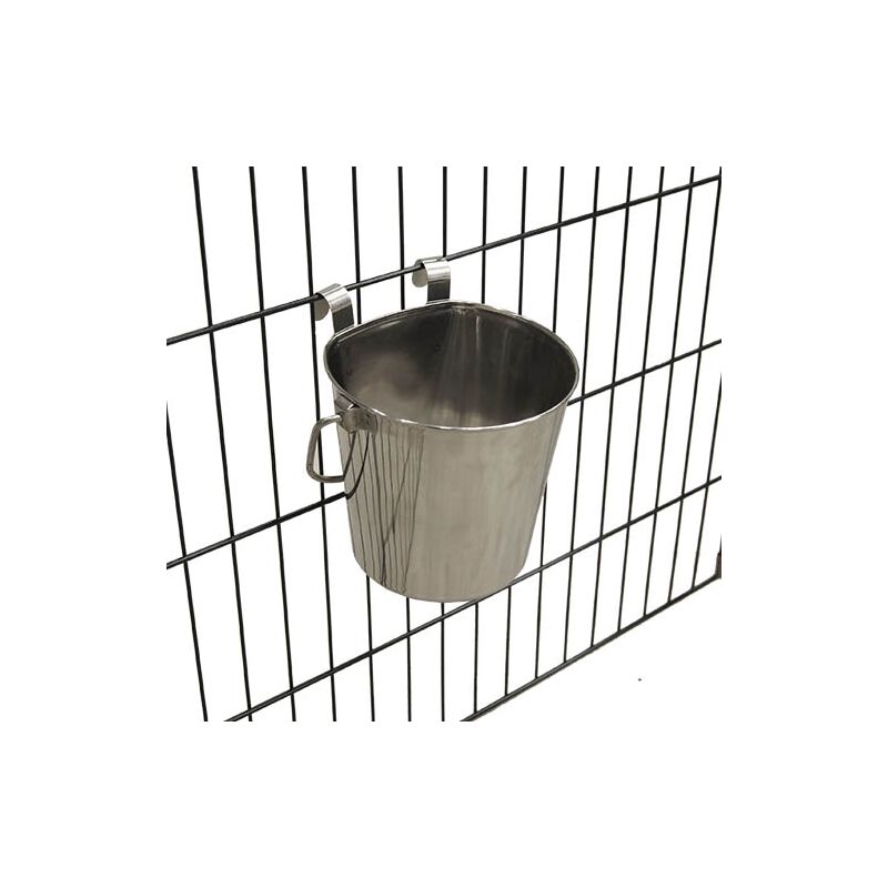 Dog Bucket Drinker, en acier inoxydable, spécial pour l'accrochage en cage, capacité de 3 800 ml.