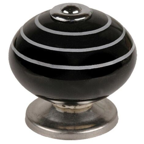 Boite 10 Boutons Porcel-acier D40 Noir Rayures Blanches Ref 7-e503