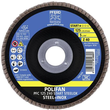 Boite 10 unités - Disque à lamelles POLIFAN Z BOX D.125mm K.Z-40 kon.INOX ZK PFERD