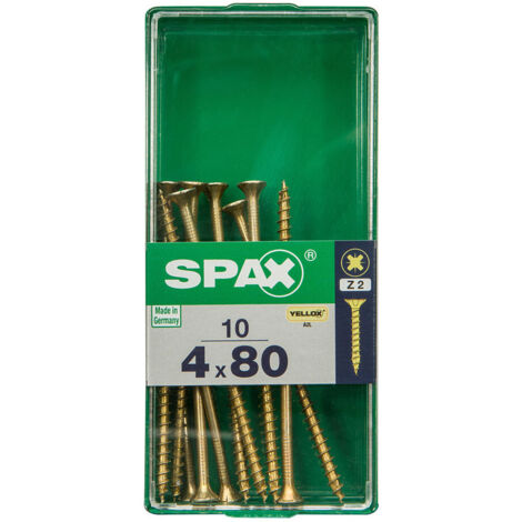 Boîte 10 Unités. Vis A Bois Spax Cab. Plat Yellox 4,0x80mm Spax