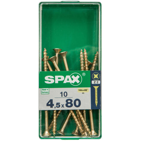 Boîte 10 Unités. Vis A Bois Spax Cab. Plat Yellox 4.5x80mm Spax