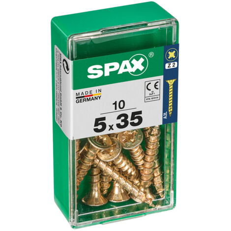 Boîte 10 Unités. Vis A Bois Spax Cab. Plat Yellox 5.0x35mm Spax