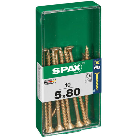 Boîte 10 Unités. Vis A Bois Spax Cab. Plat Yellox 5,0x80mm Spax