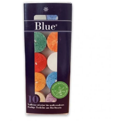 Boîte 10 veilleuses stéarine multicolores