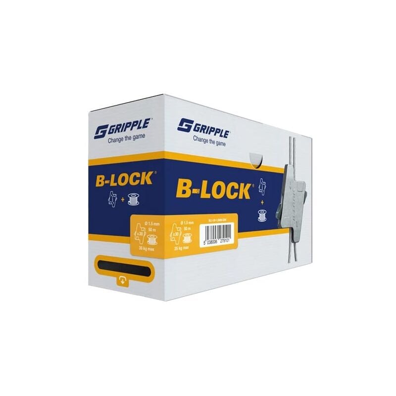 Boite 100 galets B-Lock avec 1 bobine de 150m de câble D1.5mm Gripple