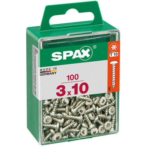 Boîte 100 Unités. Vis A Bois Spax Cab. Ronde Wirox 3.0x10mm Spax