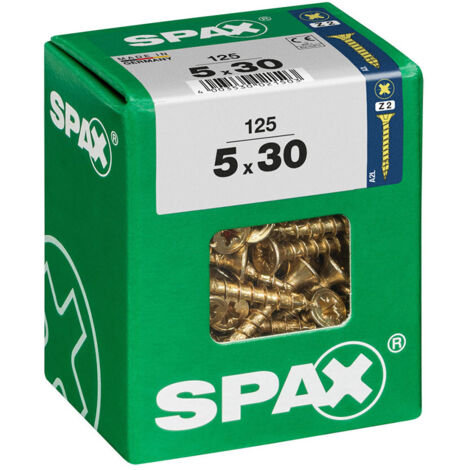 Boîte 125 Unités. Vis A Bois Spax Cab. Plat Yellox 5.0x30mm Spax