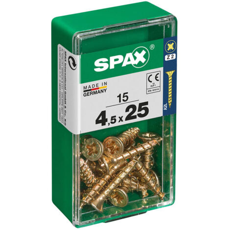 Boîte 15 Unités. Vis A Bois Spax Cab. Plat Yellox 4.5x25mm Spax
