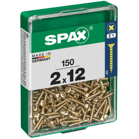 Boîte 150 Unités. Vis A Bois Spax Cab. Plat Yellox 2.0x12mm Spax