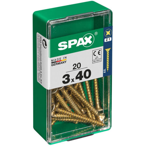 Boîte 20 Unités. Vis A Bois Spax Cab. Plat Yellox 3.0x40mm Spax