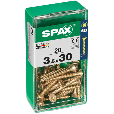 Boîte 20 Unités. Vis A Bois Spax Cab. Plat Yellox 3.5x30mm Spax