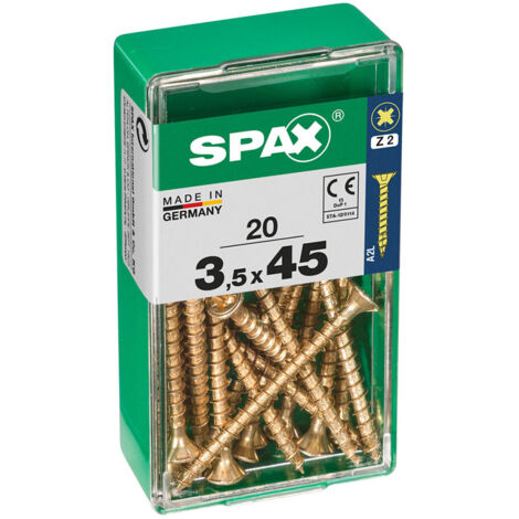 Boîte 20 Unités. Vis A Bois Spax Cab. Plat Yellox 3.5x45mm Spax