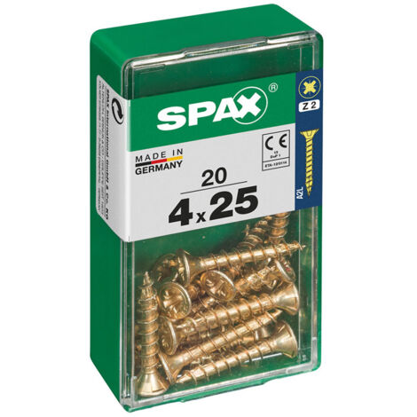 Boîte 20 Unités. Vis A Bois Spax Cab. Plat Yellox 4.0x25mm Spax