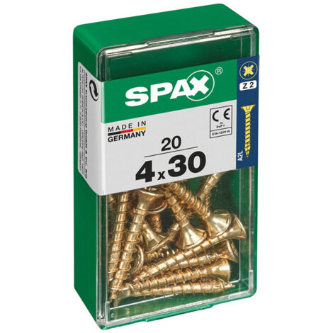Boîte 20 Unités. Vis A Bois Spax Cab. Plat Yellox 4.0x30mm Spax