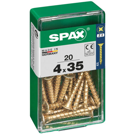 Boîte 20 Unités. Vis A Bois Spax Cab. Plat Yellox 4.0x35mm Spax