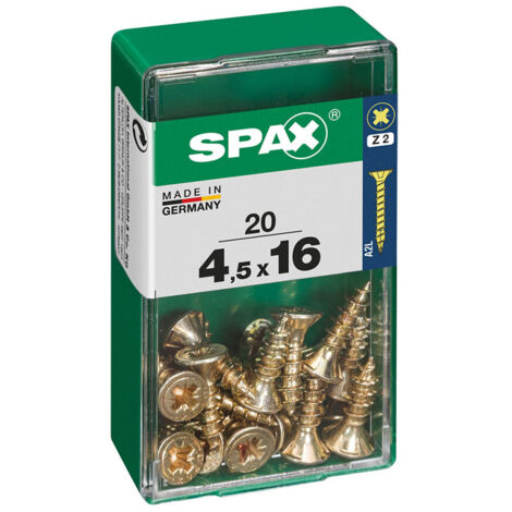 Boîte 20 Unités. Vis A Bois Spax Cab. Plat Yellox 4.5x16mm Spax