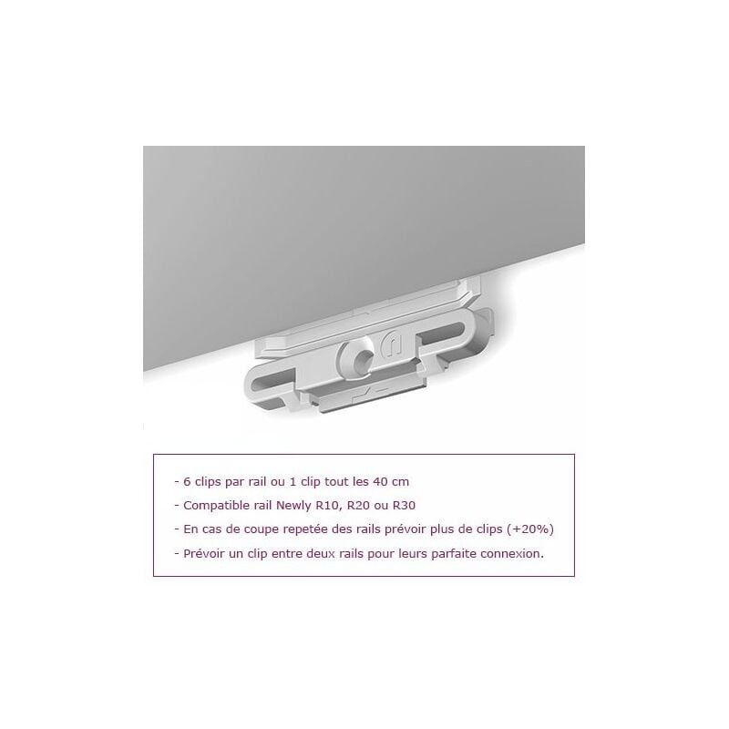 Boite 25 clips pour rail Newly R10, R20 et R30