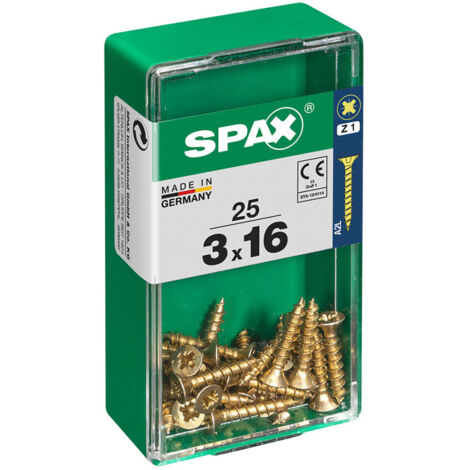 Boîte 25 Unités. Vis A Bois Spax Cab. Plat Yellox 3.0x16mm Spax