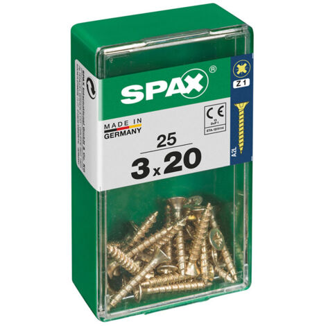 Boîte 25 Unités. Vis A Bois Spax Cab. Plat Yellox 3.0x20mm Spax