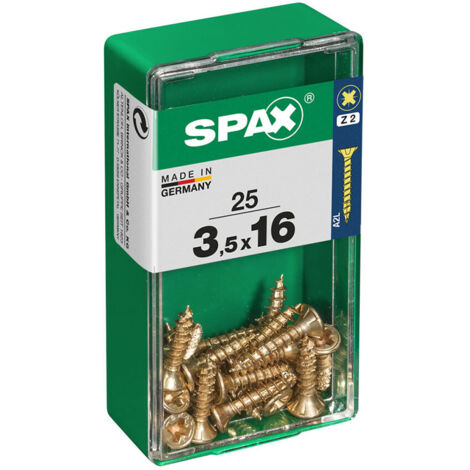 Boîte 25 Unités. Vis A Bois Spax Cab. Plat Yellox 3.5x16mm Spax