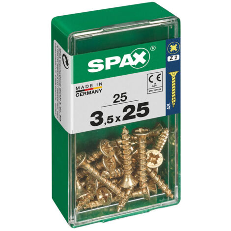Boîte 25 Unités. Vis A Bois Spax Cab. Plat Yellox 3.5x25mm Spax