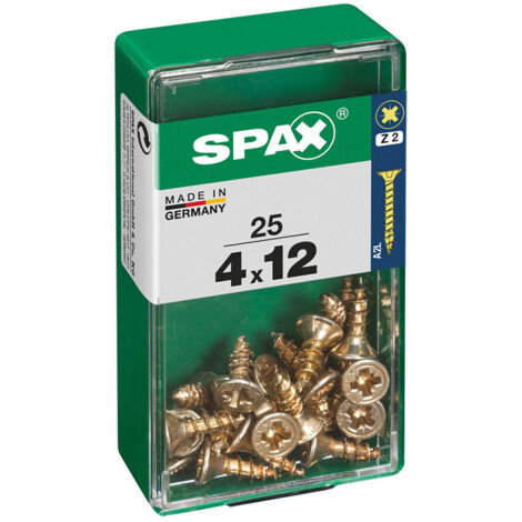 Boîte 25 Unités. Vis A Bois Spax Cab. Plat Yellox 4.0x12mm Spax