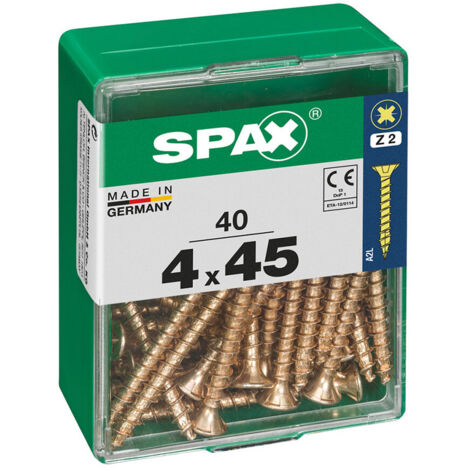 Boîte 40 Unités. Vis A Bois Spax Cab. Plat Yellox 4.0x45mm Spax