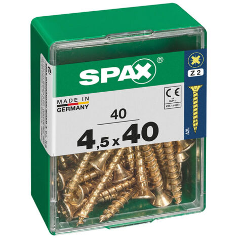 Boîte 40 Unités. Vis A Bois Spax Cab. Plat Yellox 4.5x40mm Spax