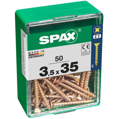 Boîte 50 Unités. Vis A Bois Spax Cab. Plat Yellox 3.5x35mm Spax