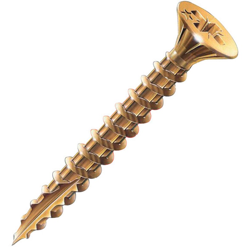 Vis bois 4x45 tête fraisée Pozidriv acier bichromaté filetage total (Bte de 500) Rocket