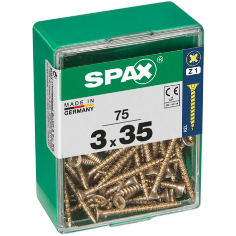 Boîte 75 Unités. Vis A Bois Spax Cab. Plat Yellox 3.0x35mm Spax
