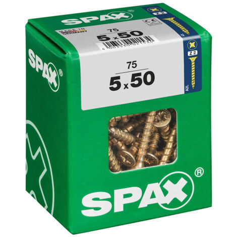 Boîte 75 Unités. Vis A Bois Spax Cab. Plat Yellox 5.0x50mm Spax