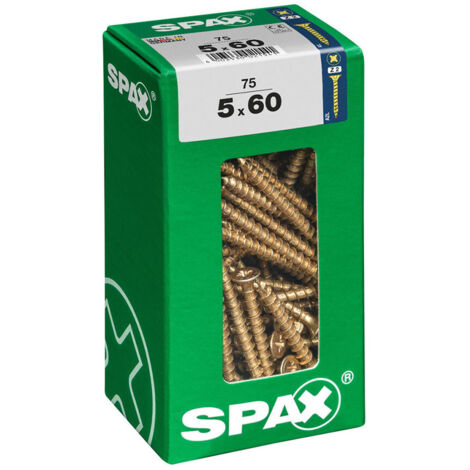 Boîte 75 Unités. Vis A Bois Spax Cab. Plat Yellox 5.0x60mm Spax