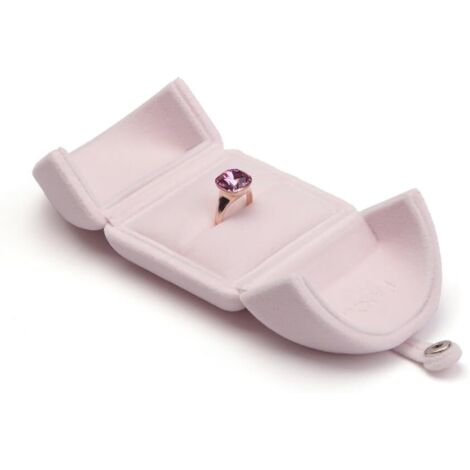 Boîte à bague en velours rose pour demandes en mariage, fiançailles, etc.